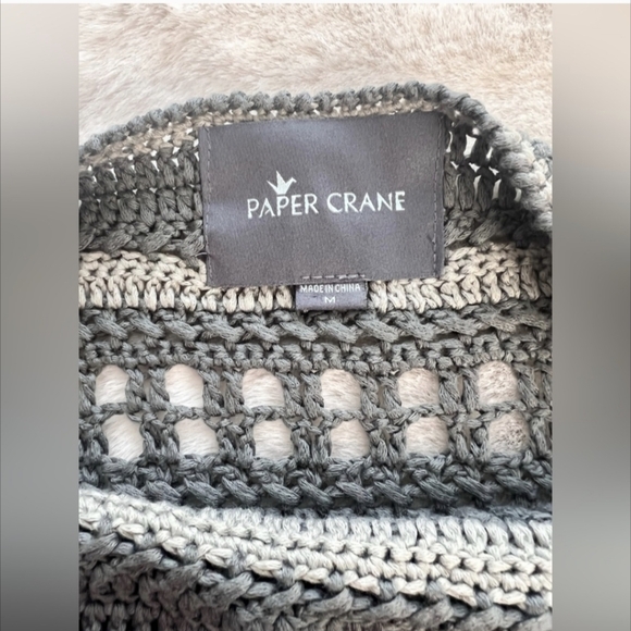 Super Cute Paper Crane Crochet Knit Halter Top Sweater in Gray Size Medium - Picture 6 of 8